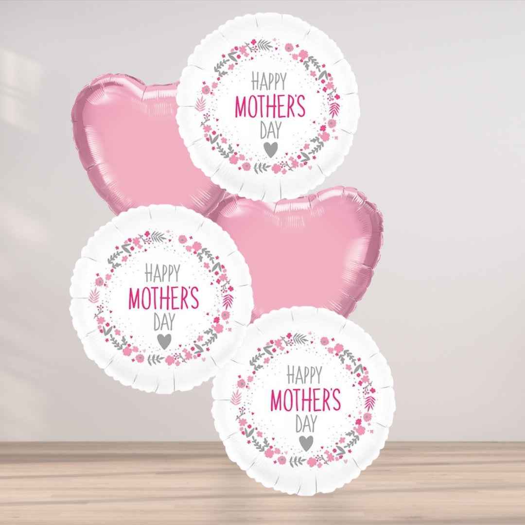 Happy Mothers Day Heart 5 Balloon Cluster