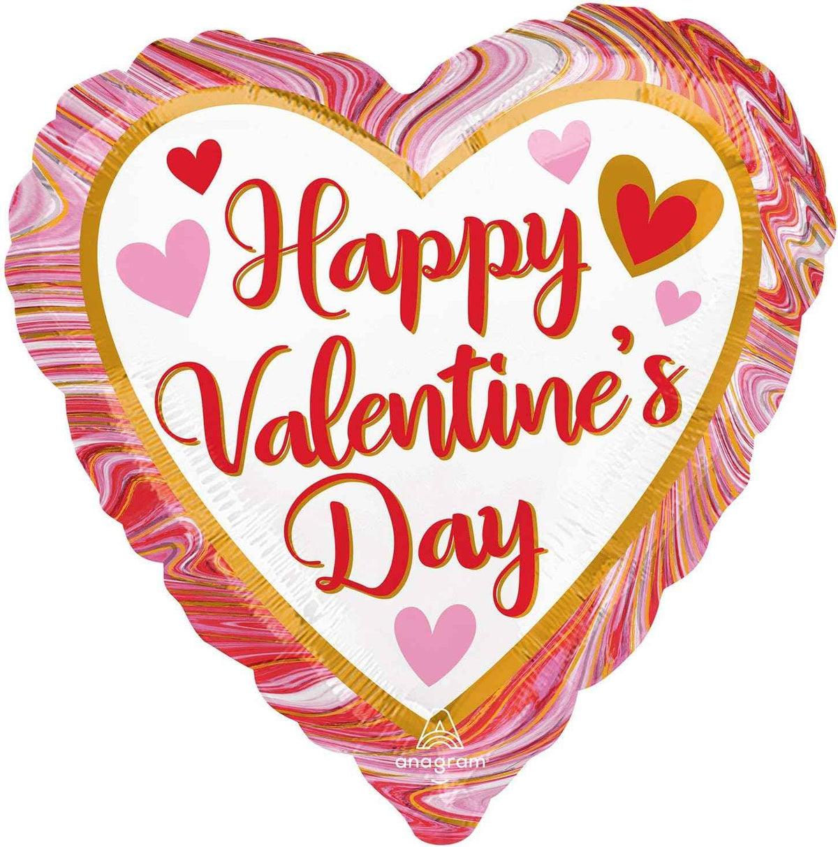 Happy Valentine's Day Marbled Foil Heart Balloon