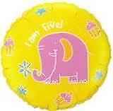 I Am 5 Elephant 5th Birthday Balloon1