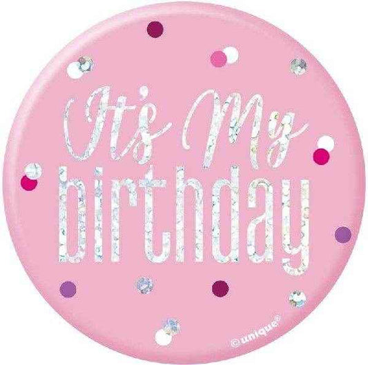 It's My Birthday Pink Sparkling Badge