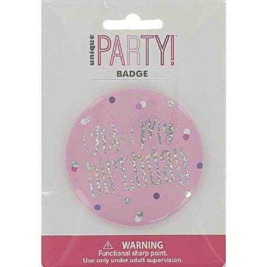 It's My Birthday Pink Sparkling Badge