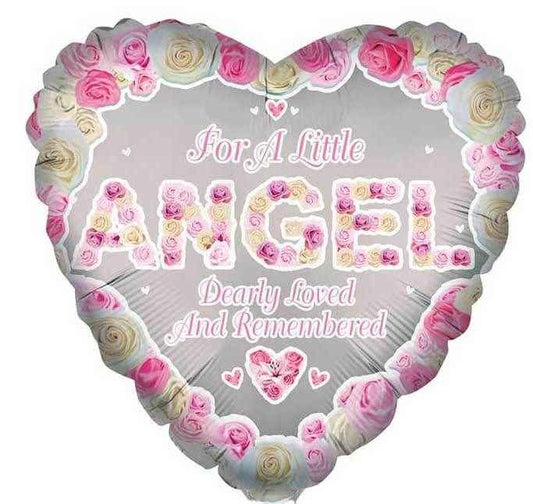 Just For A Little Angel Remembrance Pink Heart Foil Balloon