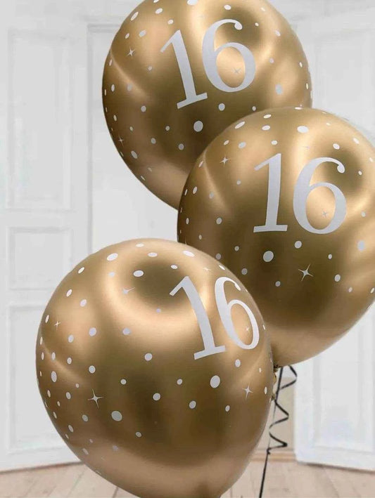 Latex Balloons Dots Metallic Gold Age 16th