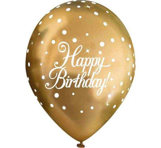 Latex Balloons Dots Metallic Gold Happy Birthday
