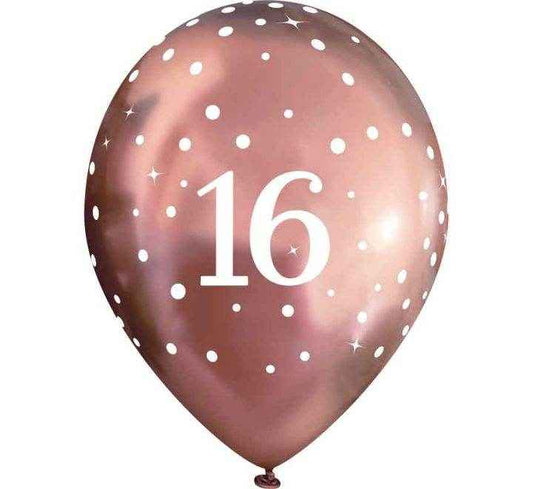 Latex Balloons Dots Metallic Rose Gold Age 16th
