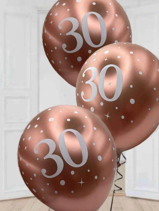 Latex Balloons Dots Metallic Rose Gold Age 30th