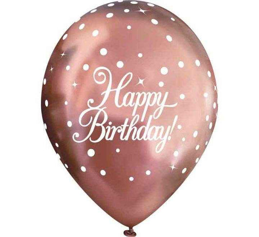 Latex Balloons Dots Metallic Rose Gold Happy Birthday