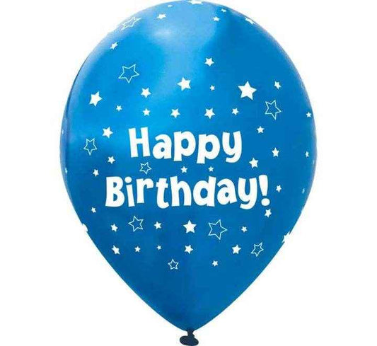 Latex Balloons Stars Metallic Blue Happy Birthday