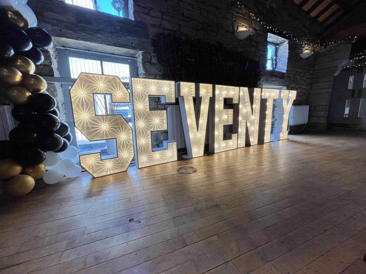 Light up 4 ft wooden letters to hire