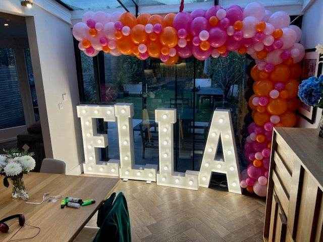Light up 4 ft wooden letters to hire