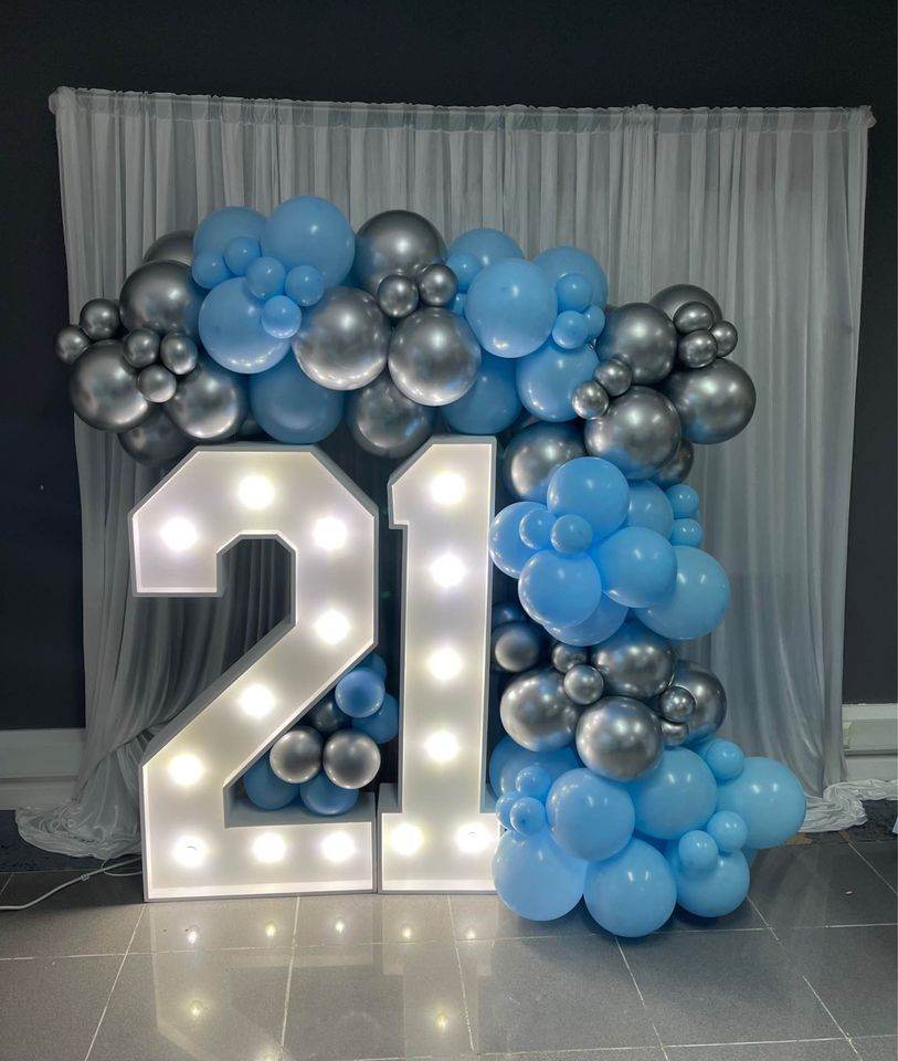 Light up 4 ft wooden numbers to hire - Eternity Party Express