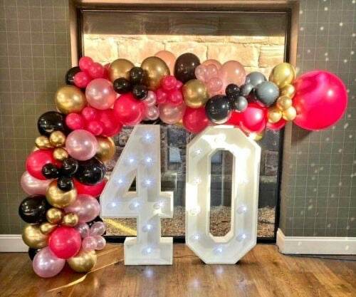 Light up 4 ft wooden numbers to hire - Eternity Party Express