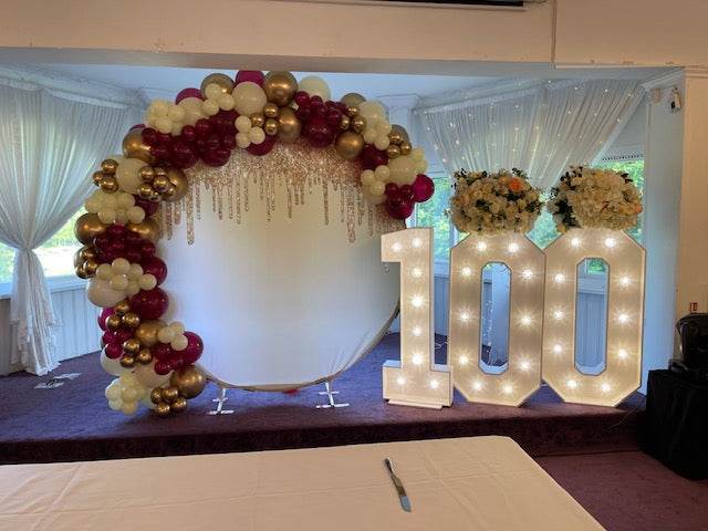 Light up 4 ft wooden numbers to hire - Eternity Party Express