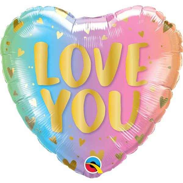 Love You Pastel Ombre & Hearts Foil Balloon