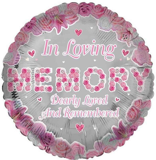 Loving Memory Pink Remembrance Foil Balloon