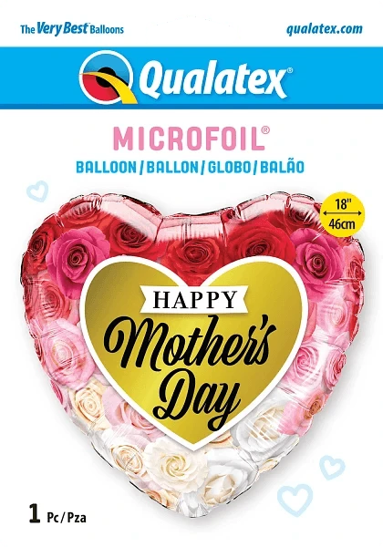 Mother's Day Roses Gold Heart Foil Balloon