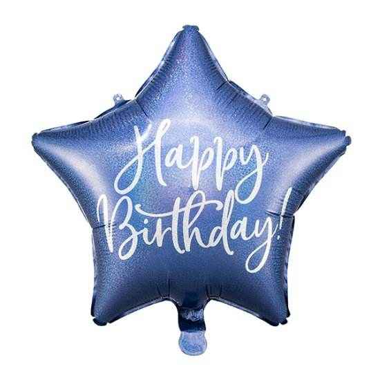 Navy Blue Happy Birthday Star Foil Balloon