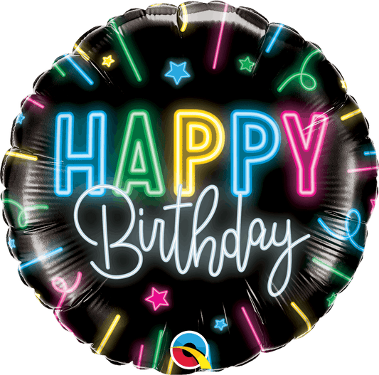 Neon Glow Happy Birthday Foil Balloon