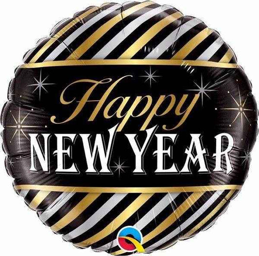 New Year Diagonal Stripes 18 Inch Foil Balloon