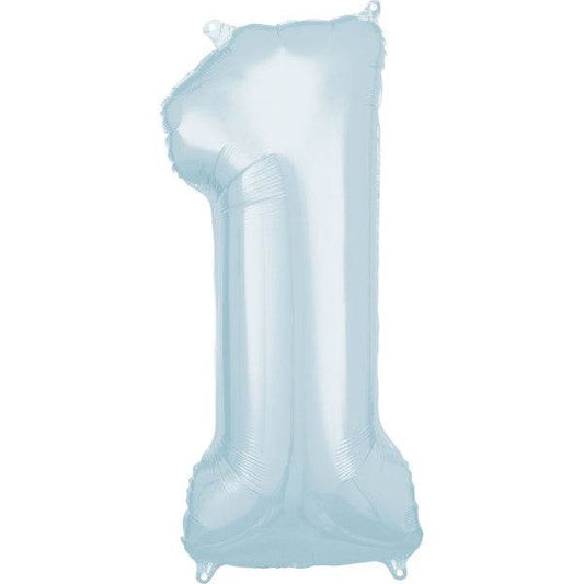 Pastel Blue Age 1 Number Foil Balloon for First Birthday Celebrations