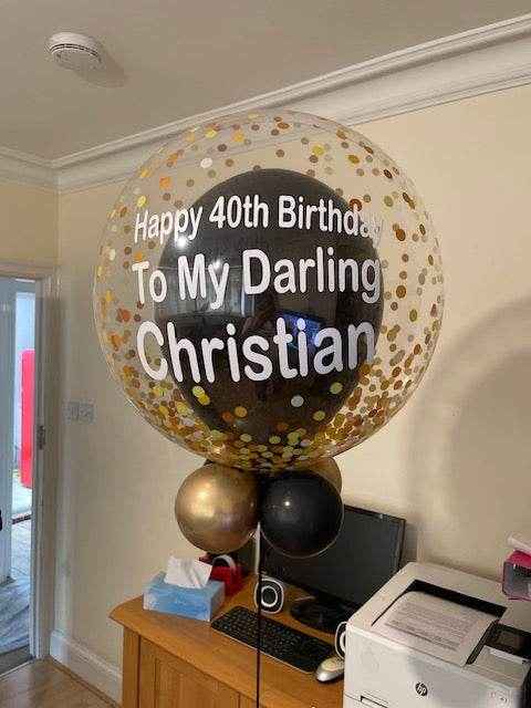 Personalised Gold Confetti Bubble Balloon