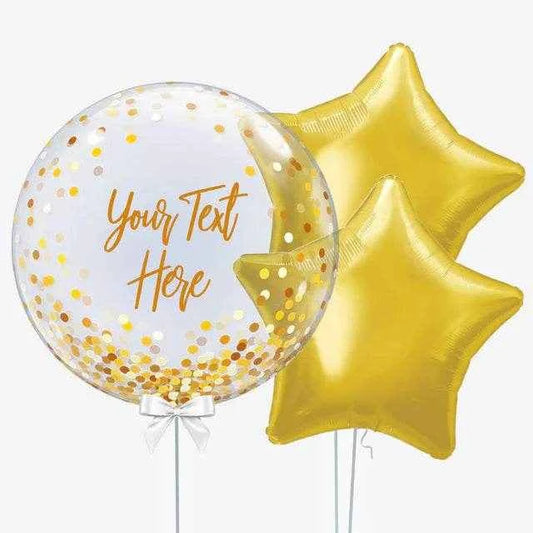 Personalised Gold Glitter Bubble Balloon