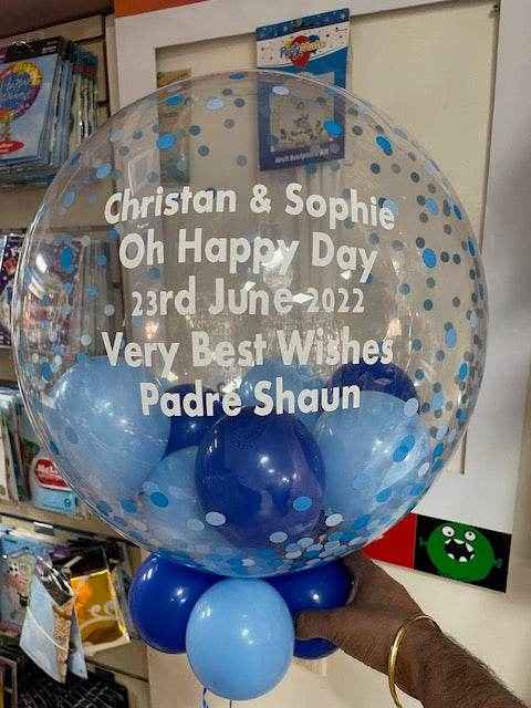 Personalised Royal Blue & Light Blue Bubble Balloon