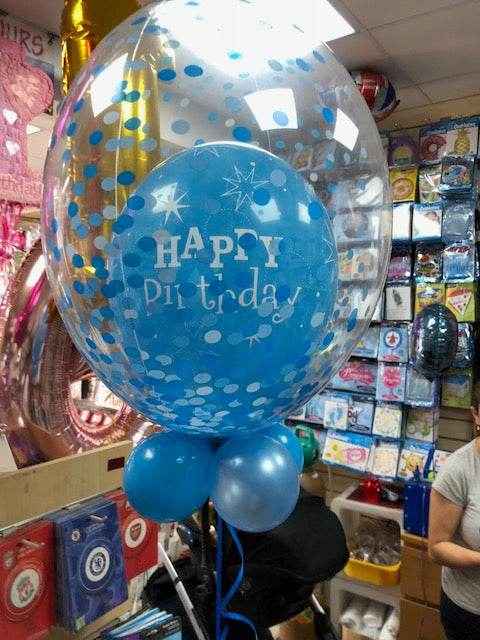 Personalised Royal Blue & Light Blue Bubble Balloon