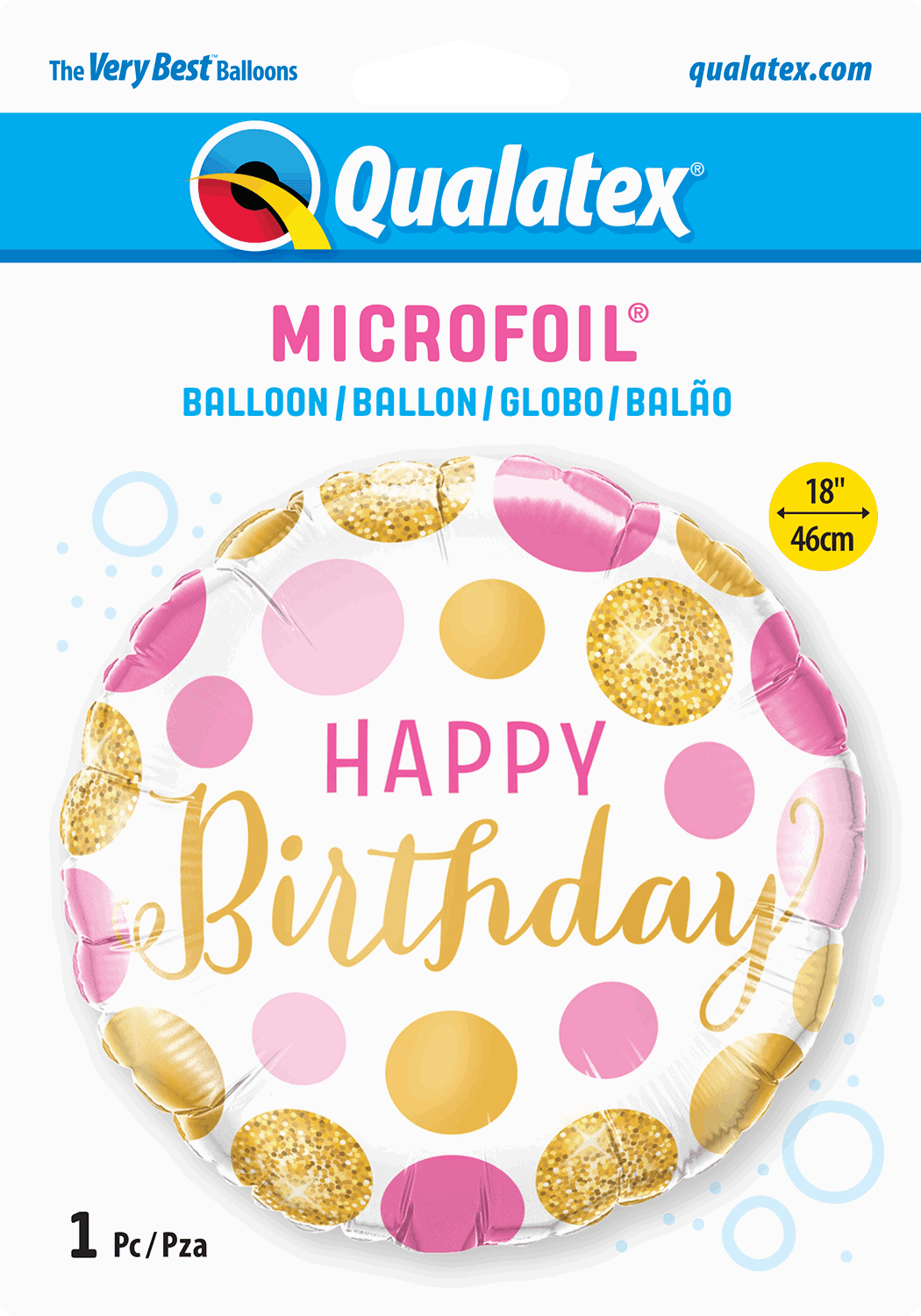 Pink and Gold Dots Happy Birthday Foil Balloon