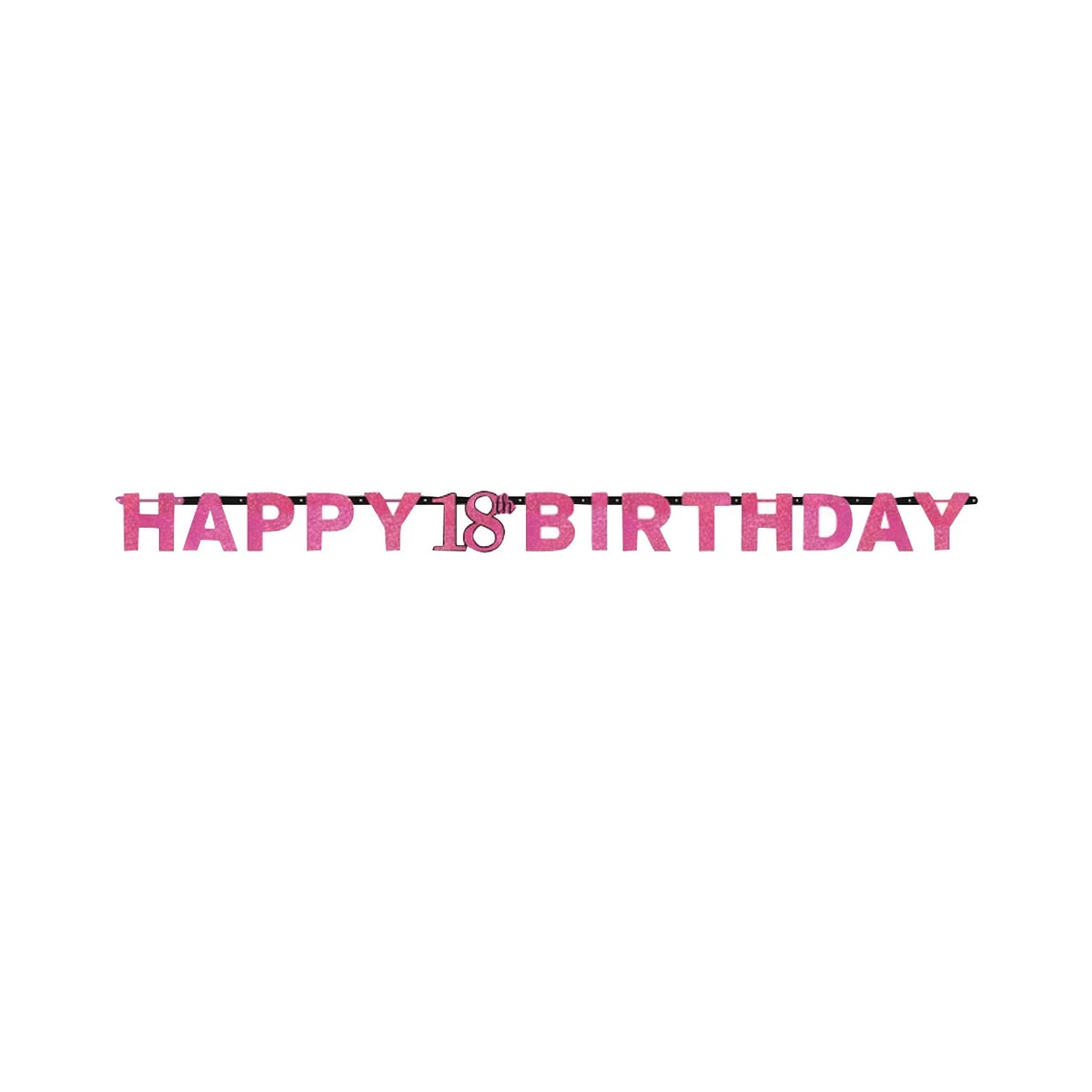 Pink Celebration Happy 18th Birthday Prismatic Letter Banner