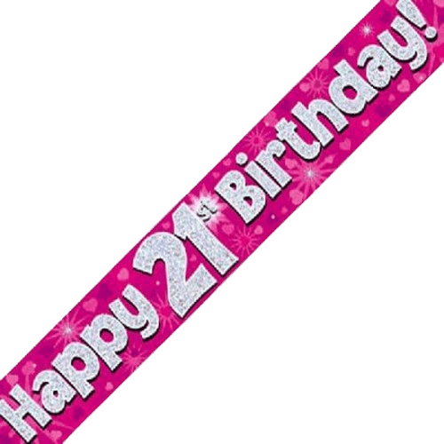 Pink Holographic 21st Birthday Banner