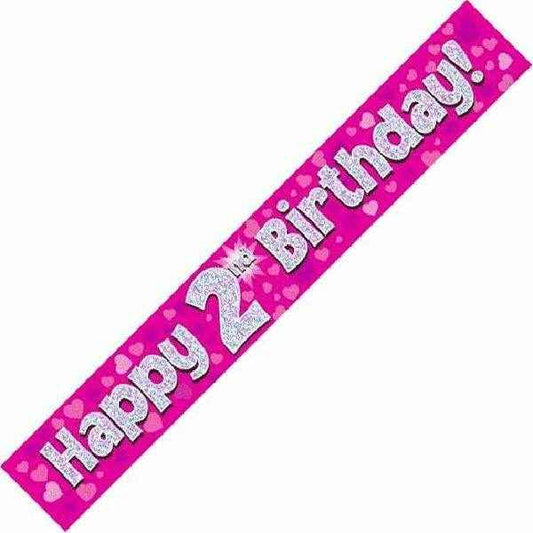Pink Holographic 2nd Birthday Banner