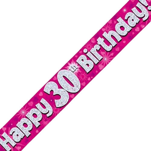 Pink Holographic 30th Birthday Banner