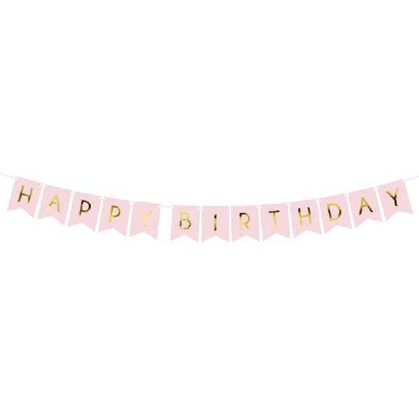 Pink Letter Happy Birthday Banner