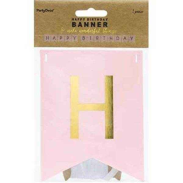 Pink Letter Happy Birthday Banner