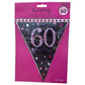 Pink Sparkling Celebration 60th Plastic Pennant Bunting
