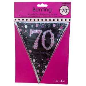 Pink Sparkling Celebration 70th Plastic Pennant Bunting