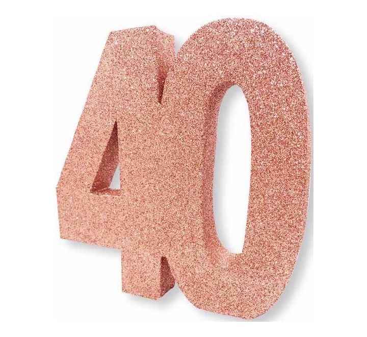 Rose Gold Glitter 40 Birthday Table Centrepiece
