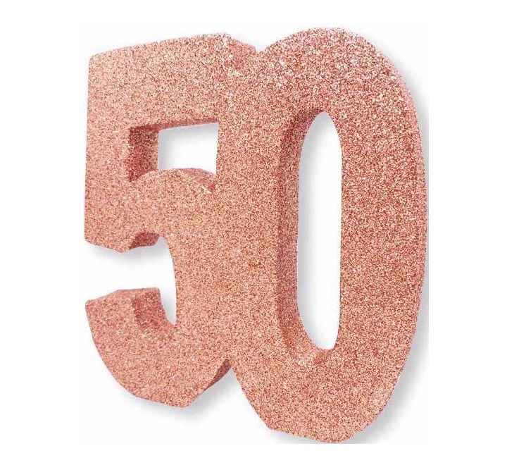 Rose Gold Glitter 50 Birthday Table Centrepiece for Stunning Celebrations