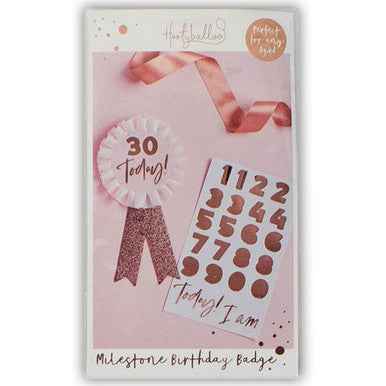 Rose Gold Glitter Milestone Birthday Badge - Celebrate in Style!