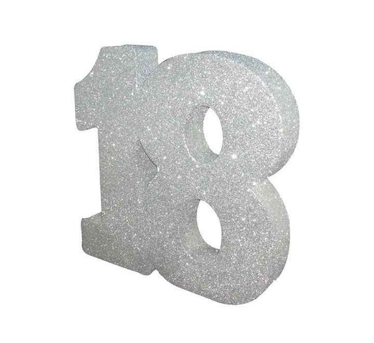 Silver Glitter 18 Birthday Table Centrepiece - Elevate Your Celebration