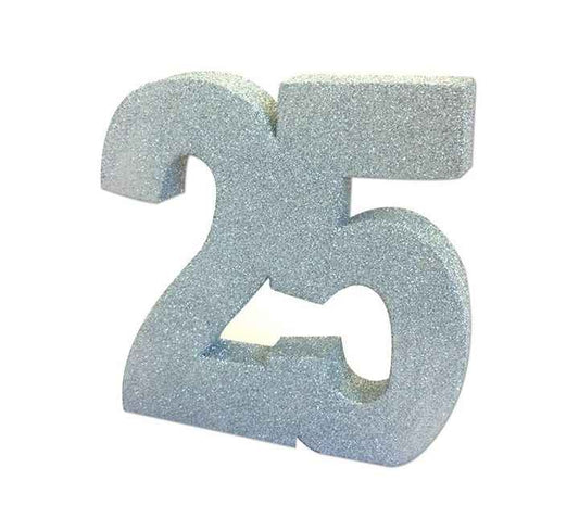 Silver Glitter 25 Birthday Table Centrepiece for a Stunning Celebration