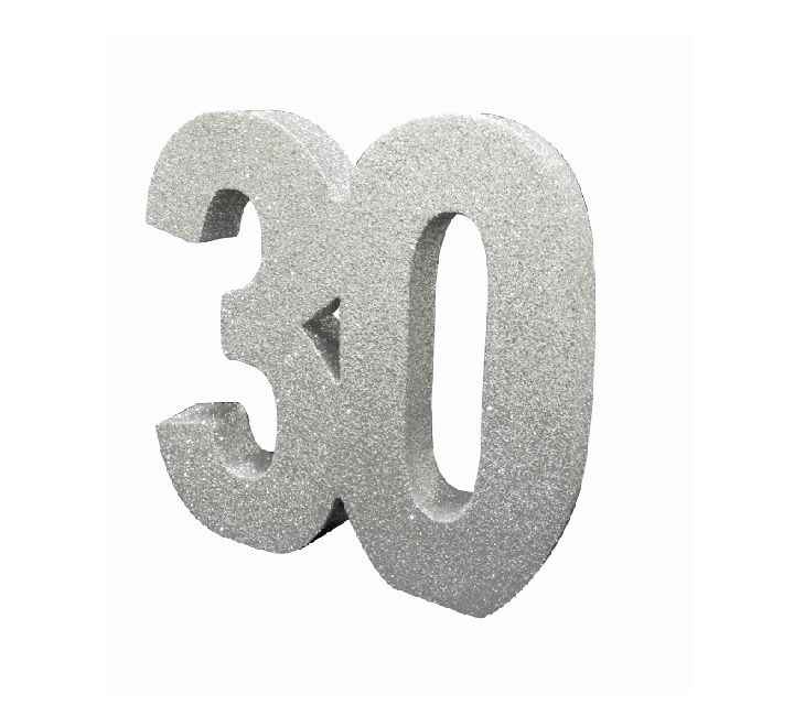 Silver Glitter 30 Birthday Table Centrepiece - Make Your Celebration Sparkle!