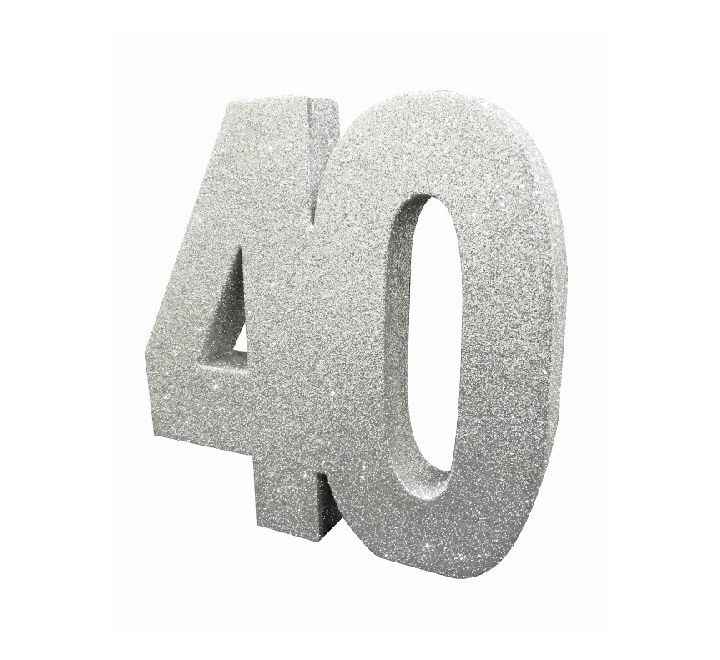 Silver Glitter 40 Birthday Table Centrepiece