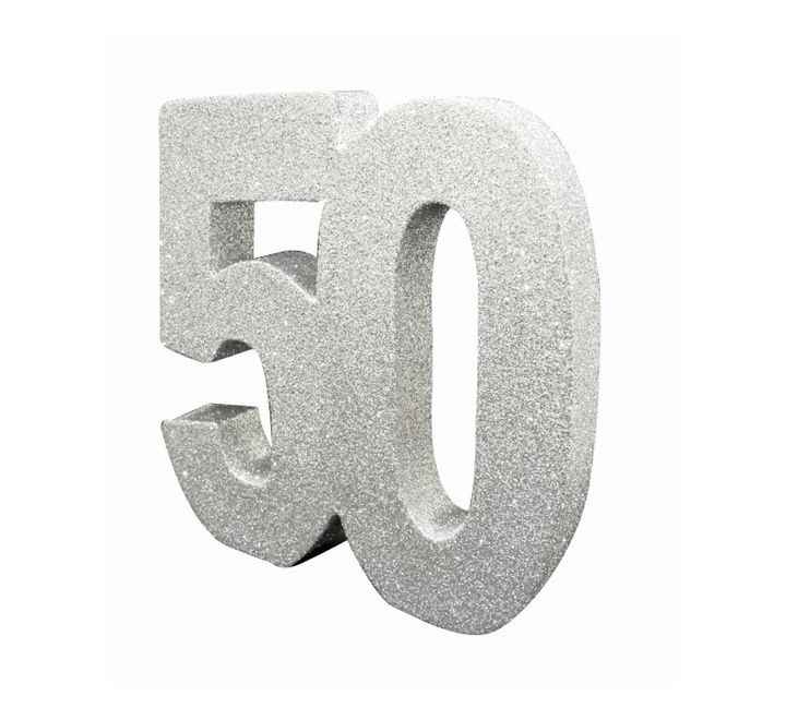 Silver Glitter 50 Birthday Table Centrepiece
