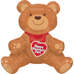 Sitting Bear Valentines Foil Balloon