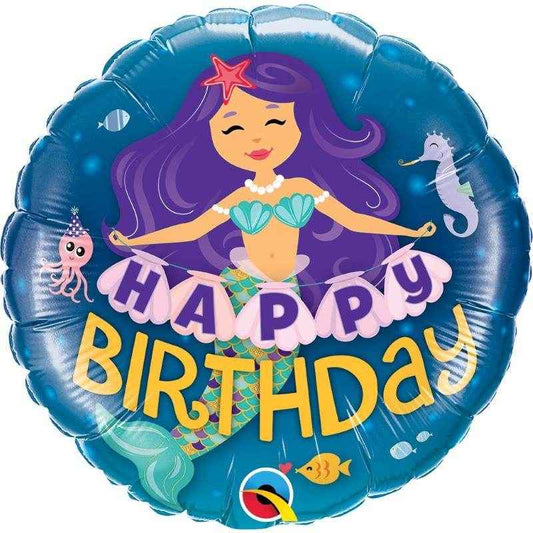 Smiling Mermaid Happy Birthday Foil Balloon
