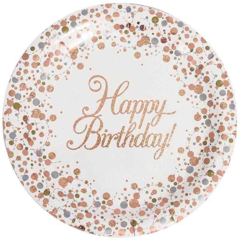 Sparkling Fizz Rose Gold Happy Birthday Foil Balloon