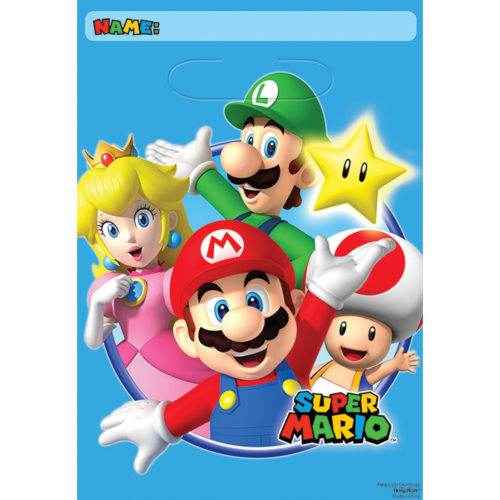Super Mario Plastic Party Bags (Pack Of 8)