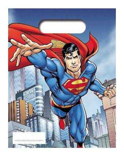 Superman Plastic Party Bags (Pack Of 6)